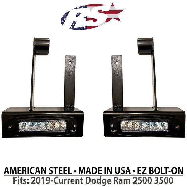 Race Sport Lighting 19-23 Dodge Ram 2500 3500 Chrome Series Bolt On Hitch Bar Reverse Light Kit, 2PK DHDHB17UPSL